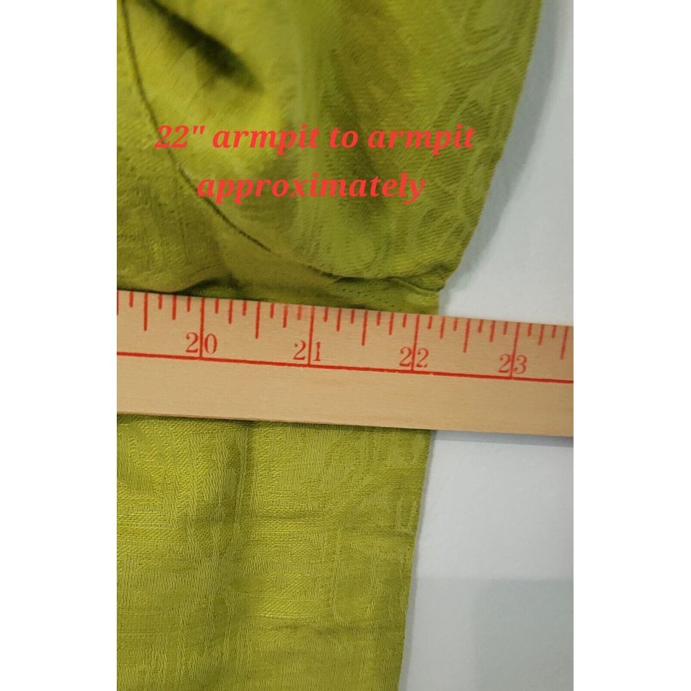 Dialogue Womens Linen Blend Lime Green Long Sleeve Patterned Jacket Dressy Large - Picture 8 of 9